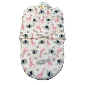 Cribmates White Super Soft Swaddle Sack 0+ Months With Pink Giraffes/owls, DA